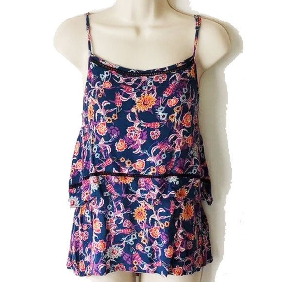 Ella Moss Dolce Flora Spaghetti Strap Tank Top M/L Ink Floral - 50off3 - Picture 2 of 6